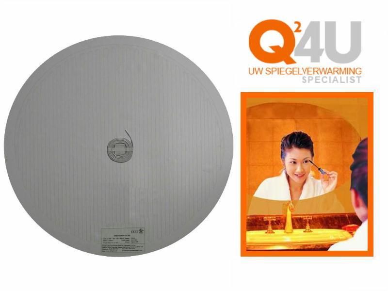 Badkamer spiegelverwarming, rond op maat, 24 volt