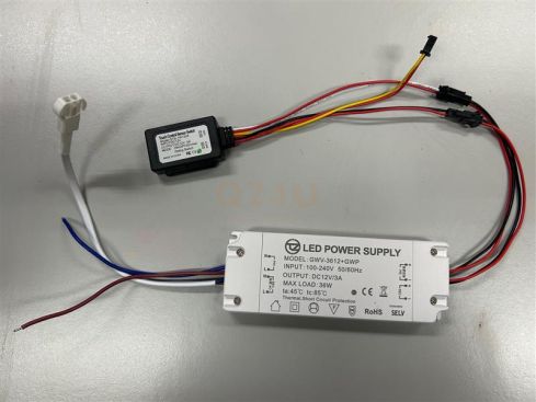 12V 3A 36W LED Driver with Touch Switch and 230V Output for Mirror Heaters – Model GWV-3612+GWP