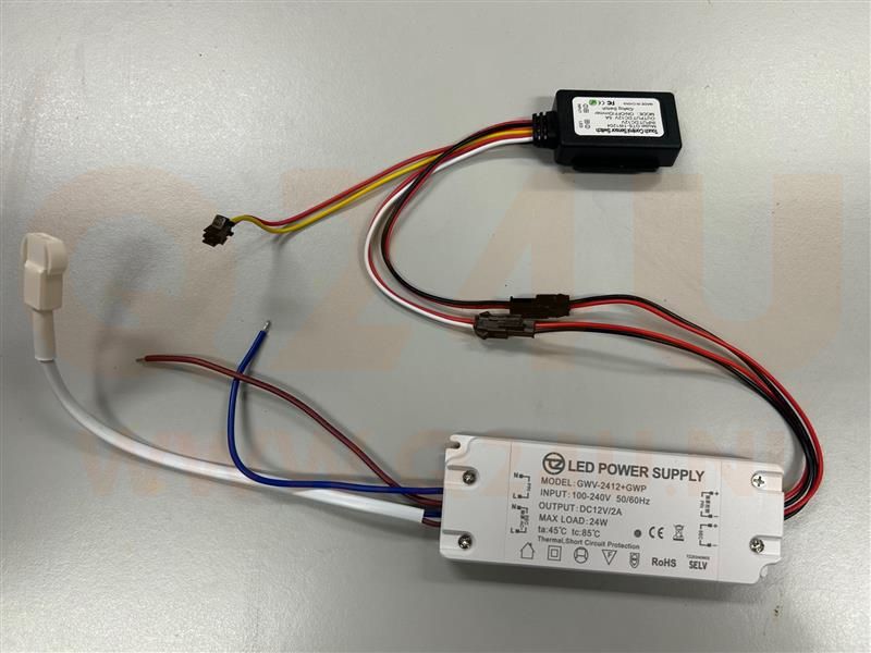 12V 2A 24W LED Driver with Touch Switch and 230V Output for Mirror Heaters – Model GWV-2412+GWP