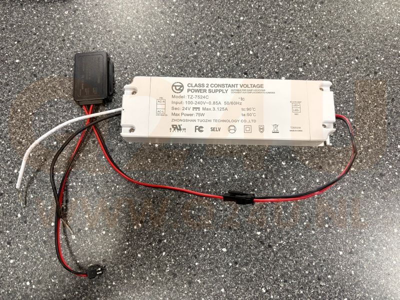 Q24U 24V 75W LED Driver with Touch Dimmer – Model TZ-7524C – For LED Mirror Lighting