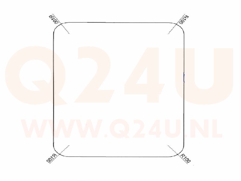 Badkamer spiegelverwarming, vierkant. 940 x 940 mm, 230 volt, hoeken 100 mm rond
