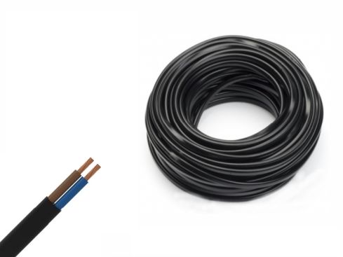 12 / 24 / 230 volt kabel, 2 x 0.75mm, per 2 meter - zwart
