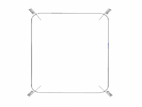 Badkamer spiegelverwarming, vierkant. 940 x 940 mm, 230 volt, hoeken 100 mm rond